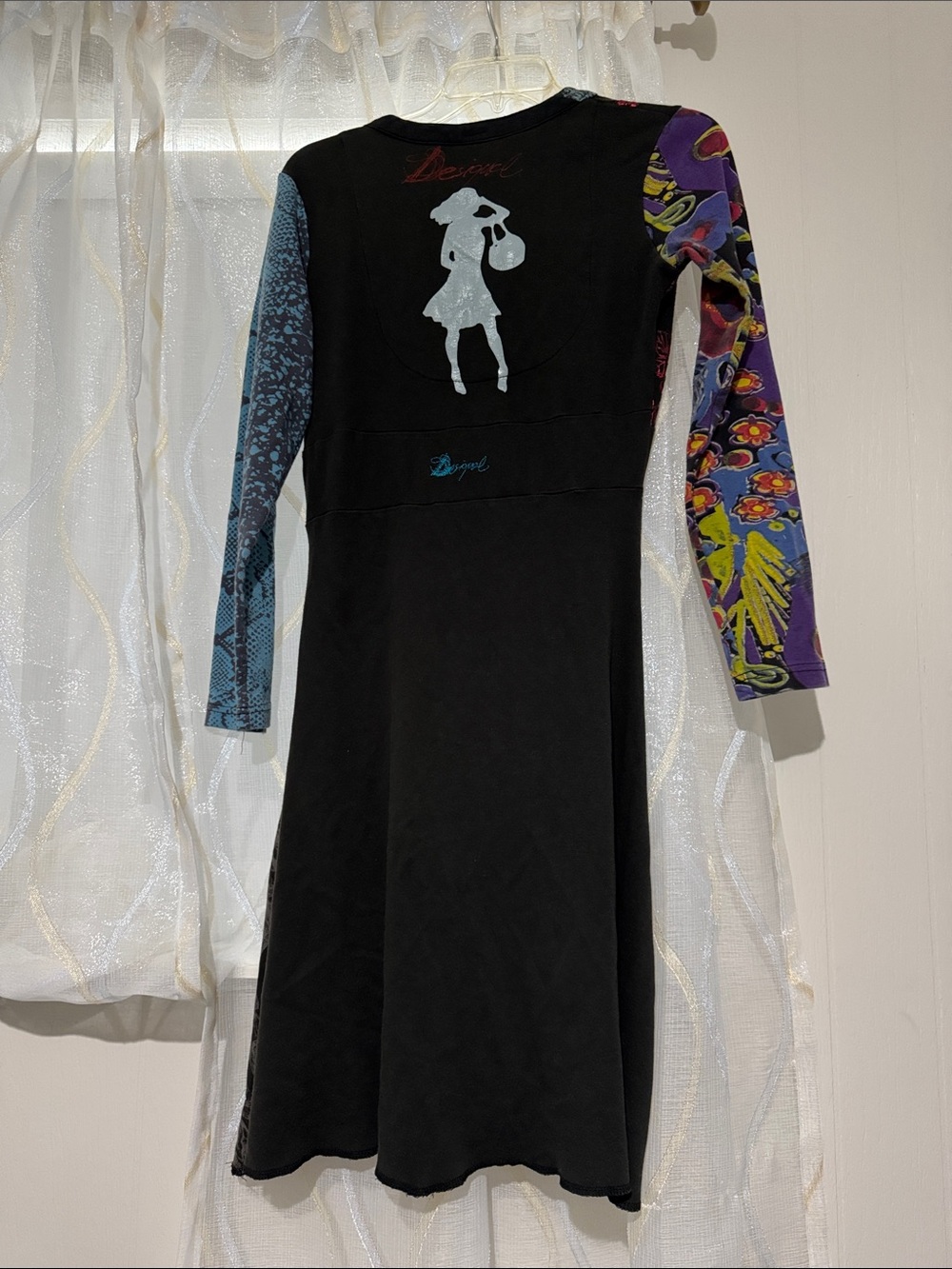 Desigual Multicolor Patchwork V-Neck Dress - Black, Blue, Pink, Red - Picture 4 of 6
